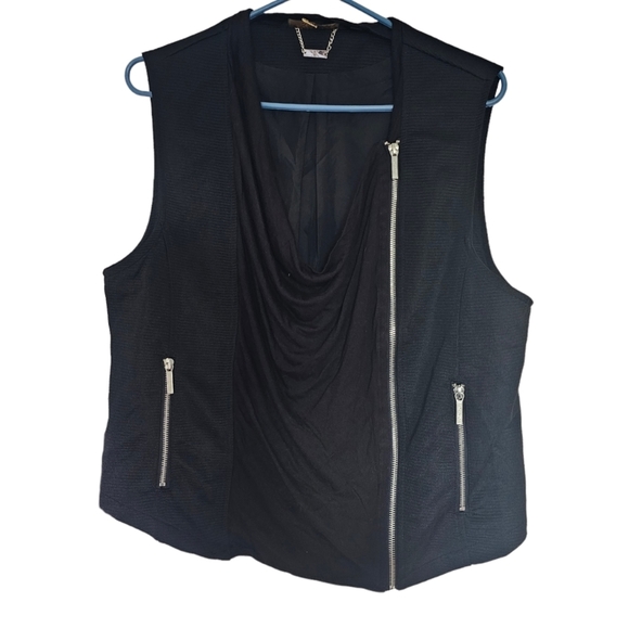 Kardashian Kollection Y2K Drape Front Biker Vest size XL - Picture 2 of 6